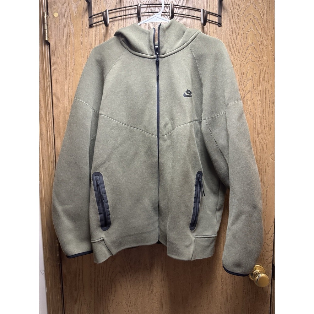 Nike Hoodie Mens 2XL Green Tech Fleece Full Zip Heavyweight Active